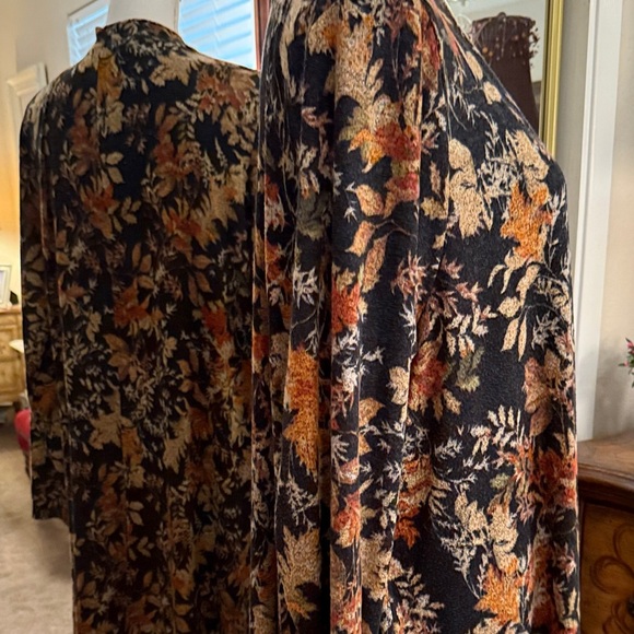 Maurices Autumn Floral Open-Front Cardigan - Black and Orange - Picture 5 of 12